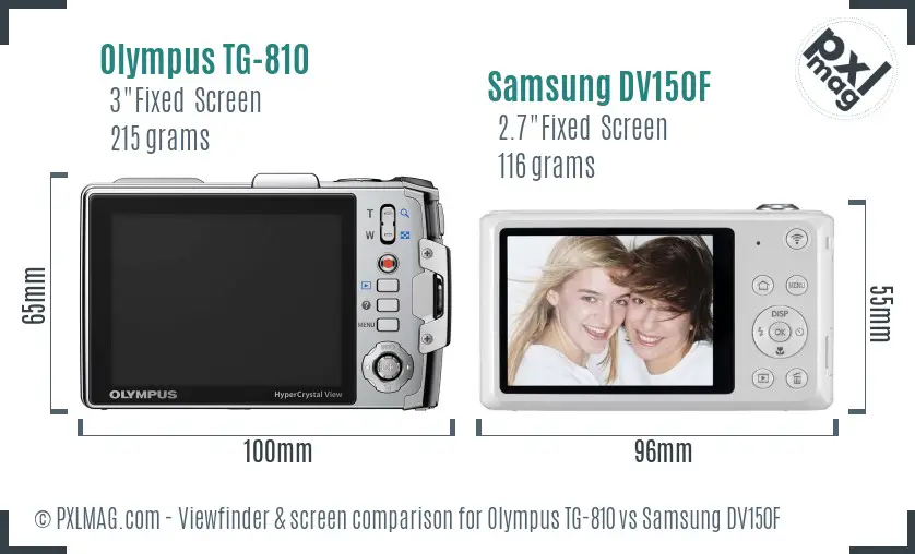 Olympus TG-810 vs Samsung DV150F Screen and Viewfinder comparison