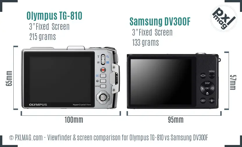 Olympus TG-810 vs Samsung DV300F Screen and Viewfinder comparison