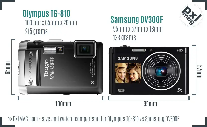 Olympus TG-810 vs Samsung DV300F size comparison