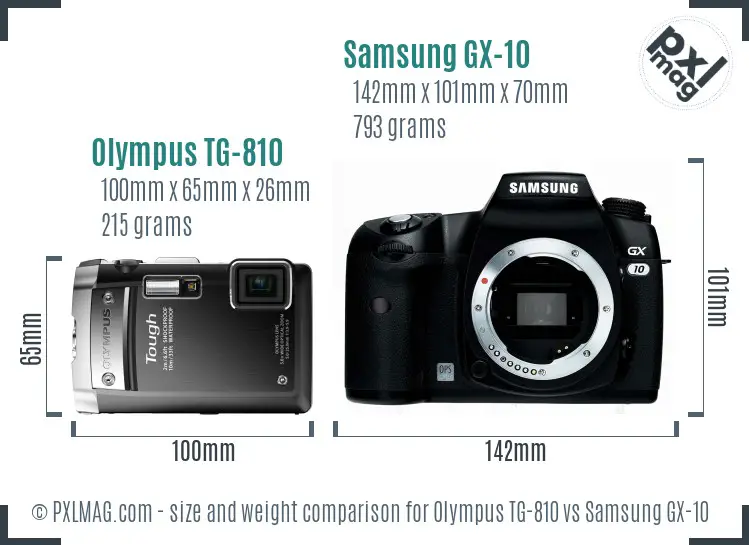 Olympus TG-810 vs Samsung GX-10 size comparison