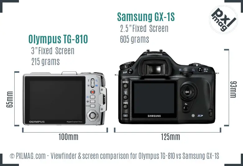 Olympus TG-810 vs Samsung GX-1S Screen and Viewfinder comparison