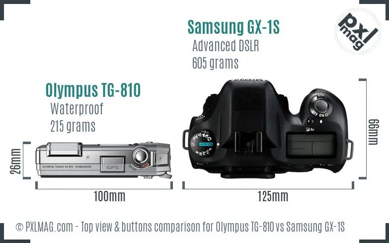 Olympus TG-810 vs Samsung GX-1S top view buttons comparison