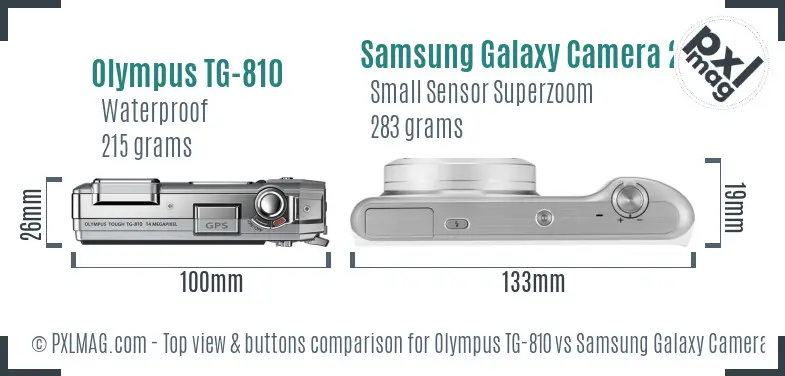 Olympus TG-810 vs Samsung Galaxy Camera 2 top view buttons comparison Olympus TG-810 vs Samsung Galaxy Camera 2 top view buttons comparison