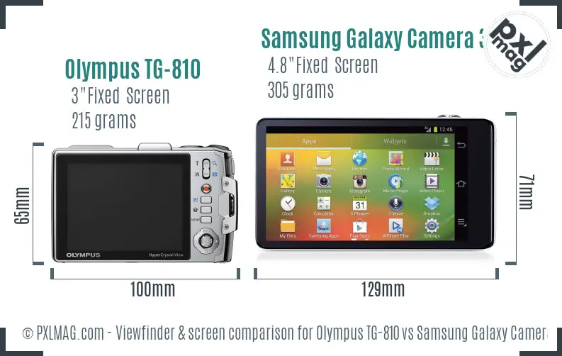 Olympus TG-810 vs Samsung Galaxy Camera 3G Screen and Viewfinder comparison