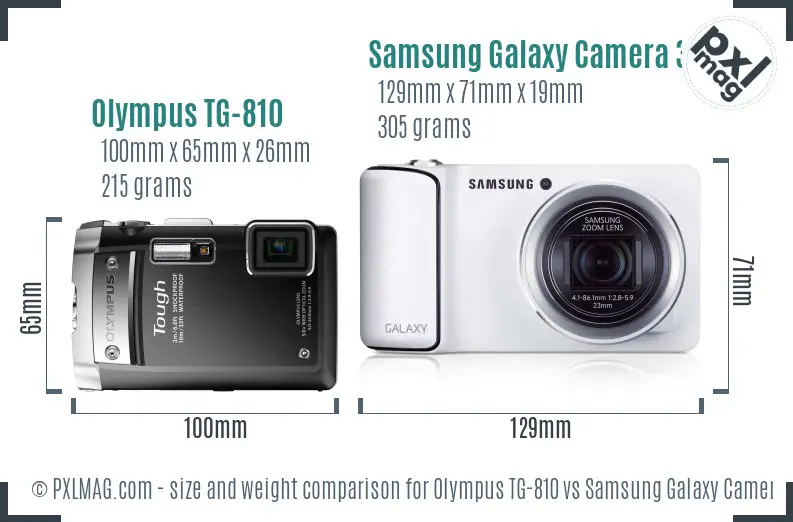 Olympus TG-810 vs Samsung Galaxy Camera 3G size comparison