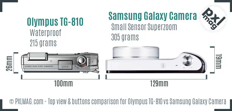 Olympus TG-810 vs Samsung Galaxy Camera 3G top view buttons comparison