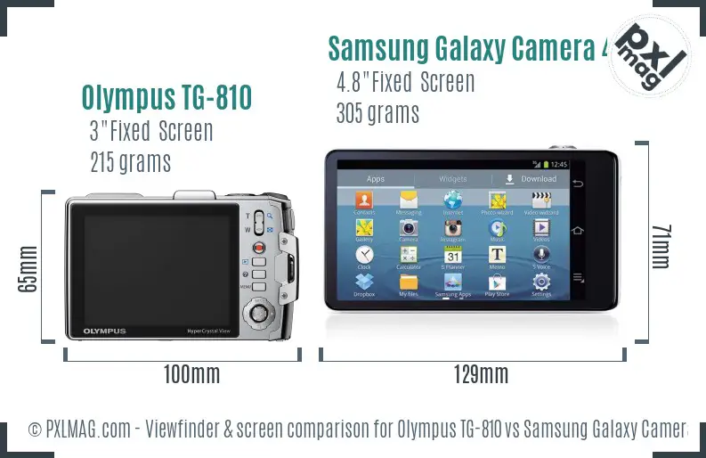 Olympus TG-810 vs Samsung Galaxy Camera 4G Screen and Viewfinder comparison