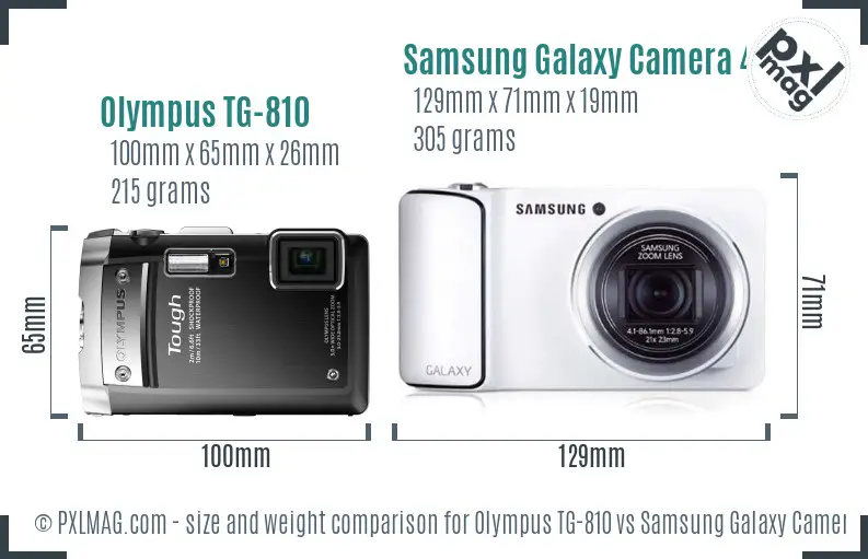 Olympus TG-810 vs Samsung Galaxy Camera 4G size comparison