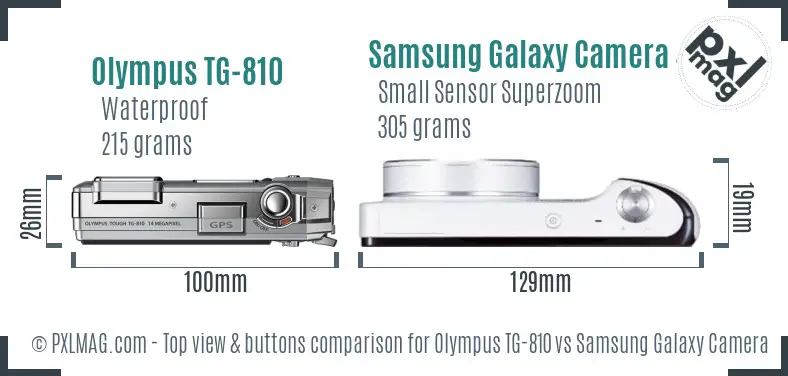 Olympus TG-810 vs Samsung Galaxy Camera 4G top view buttons comparison