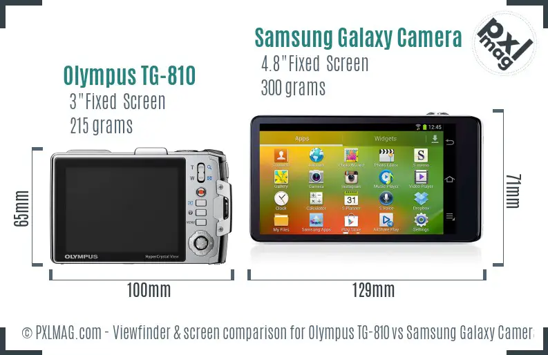 Olympus TG-810 vs Samsung Galaxy Camera Screen and Viewfinder comparison