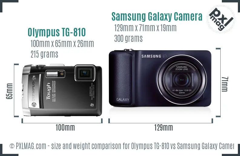 Olympus TG-810 vs Samsung Galaxy Camera size comparison