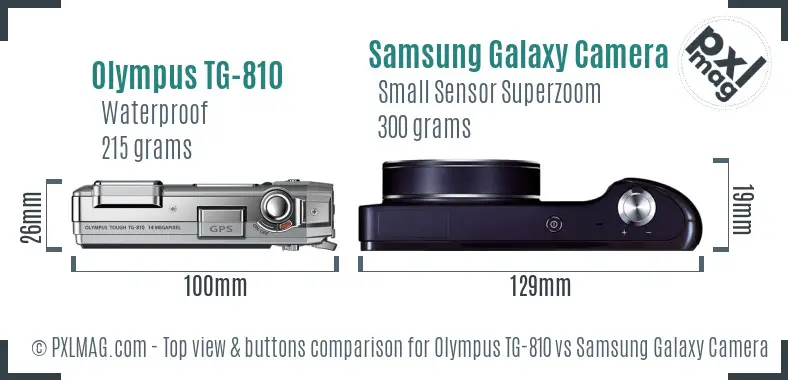 Olympus TG-810 vs Samsung Galaxy Camera top view buttons comparison