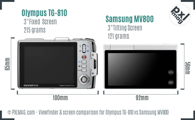 Olympus TG-810 vs Samsung MV800 Screen and Viewfinder comparison