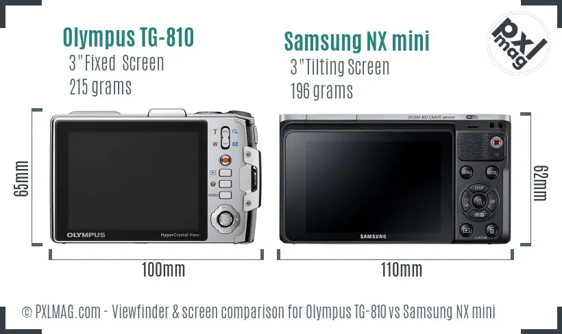 Olympus TG-810 vs Samsung NX mini Screen and Viewfinder comparison