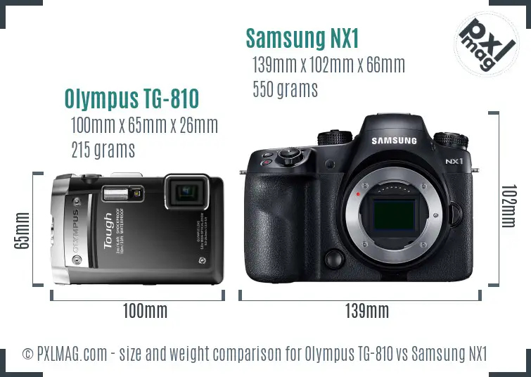 Olympus TG-810 vs Samsung NX1 size comparison