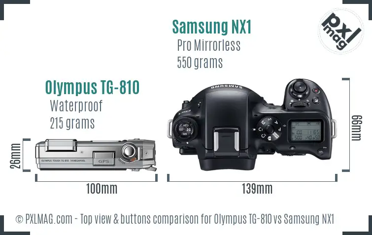 Olympus TG-810 vs Samsung NX1 top view buttons comparison