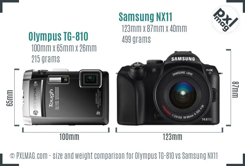 Olympus TG-810 vs Samsung NX11 size comparison