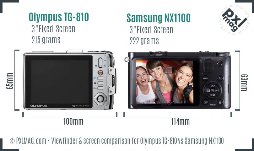 Olympus TG-810 vs Samsung NX1100 Screen and Viewfinder comparison