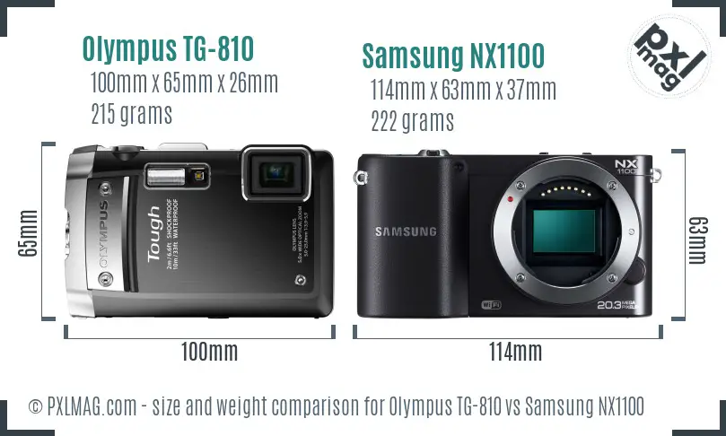 Olympus TG-810 vs Samsung NX1100 size comparison
