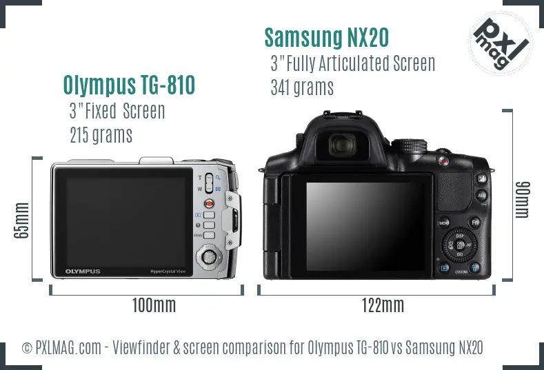 Olympus TG-810 vs Samsung NX20 Screen and Viewfinder comparison