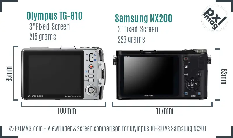 Olympus TG-810 vs Samsung NX200 Screen and Viewfinder comparison