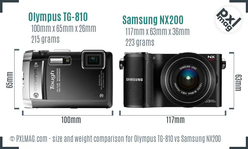 Olympus TG-810 vs Samsung NX200 size comparison