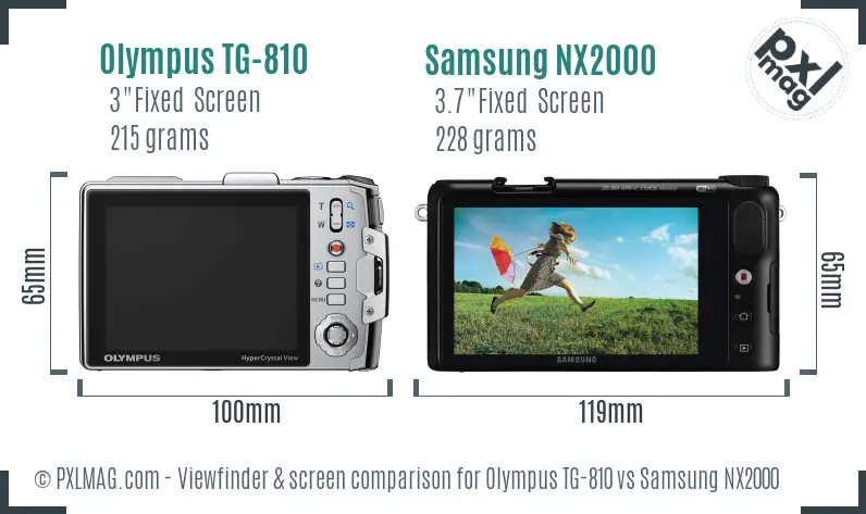 Olympus TG-810 vs Samsung NX2000 Screen and Viewfinder comparison