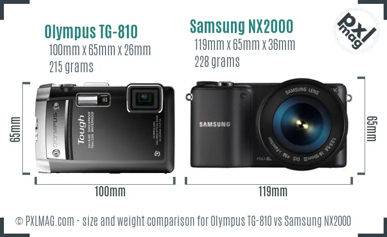 Olympus TG-810 vs Samsung NX2000 size comparison