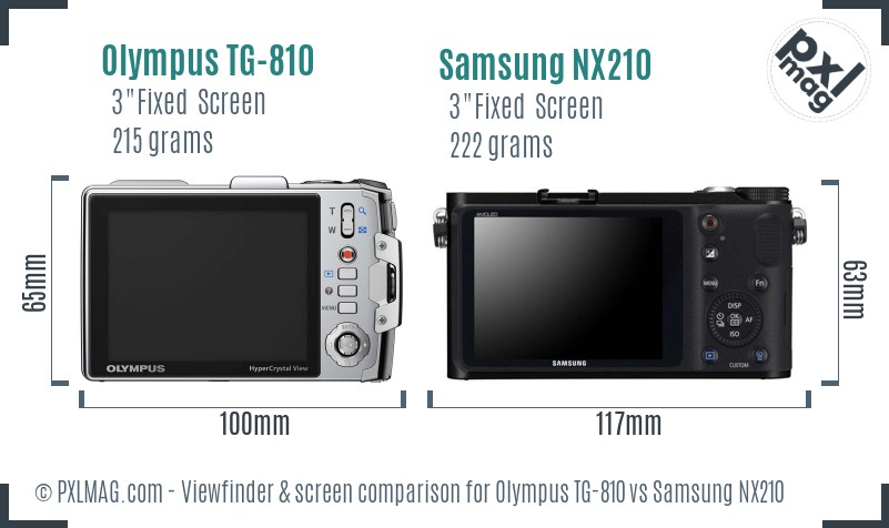 Olympus TG-810 vs Samsung NX210 Screen and Viewfinder comparison