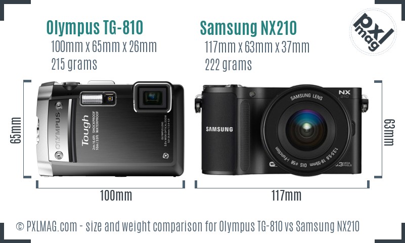 Olympus TG-810 vs Samsung NX210 size comparison