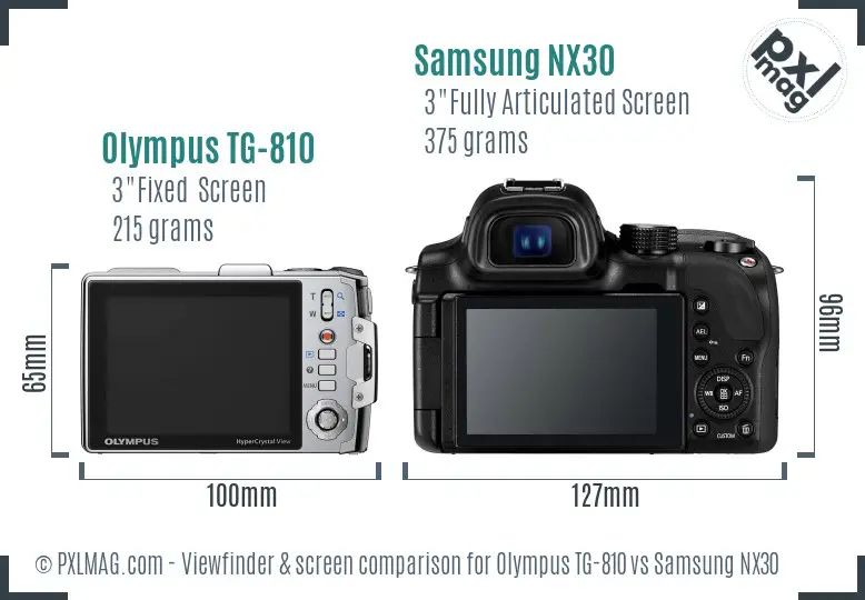 Olympus TG-810 vs Samsung NX30 Screen and Viewfinder comparison Olympus TG-810 vs Samsung NX30 Screen and Viewfinder comparison
