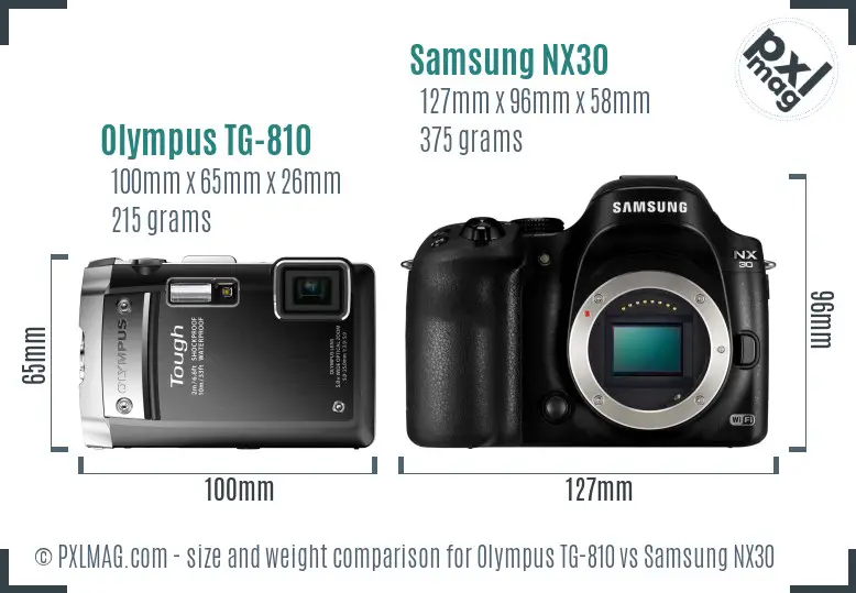 Olympus TG-810 vs Samsung NX30 size comparison Olympus TG-810 vs Samsung NX30 size comparison