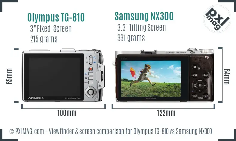 Olympus TG-810 vs Samsung NX300 Screen and Viewfinder comparison