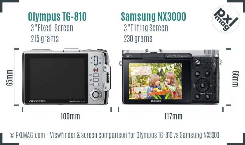 Olympus TG-810 vs Samsung NX3000 Screen and Viewfinder comparison