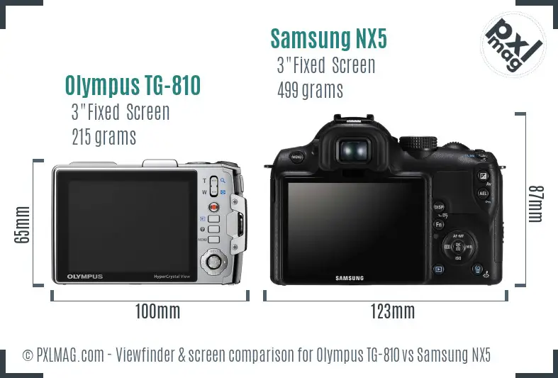 Olympus TG-810 vs Samsung NX5 Screen and Viewfinder comparison