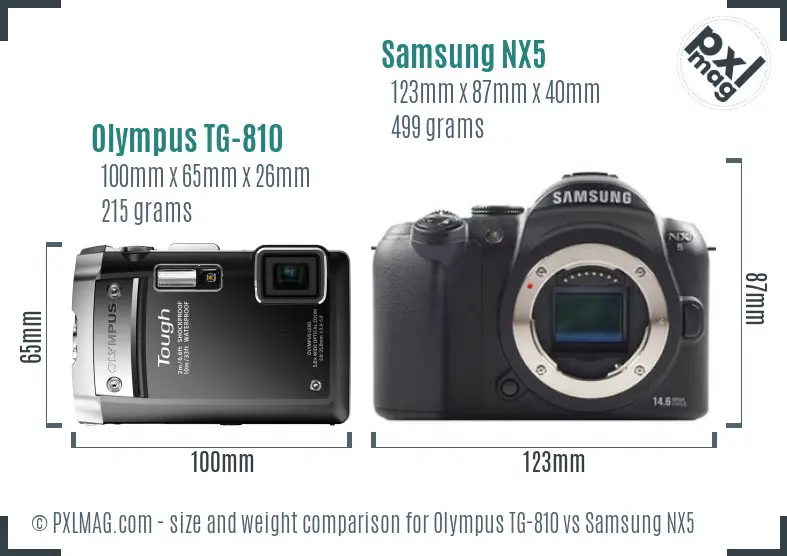 Olympus TG-810 vs Samsung NX5 size comparison