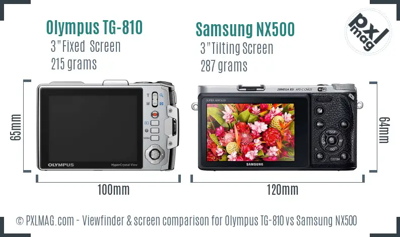 Olympus TG-810 vs Samsung NX500 Screen and Viewfinder comparison Olympus TG-810 vs Samsung NX500 Screen and Viewfinder comparison