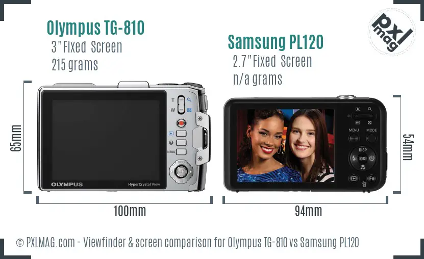 Olympus TG-810 vs Samsung PL120 Screen and Viewfinder comparison