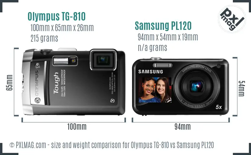 Olympus TG-810 vs Samsung PL120 size comparison