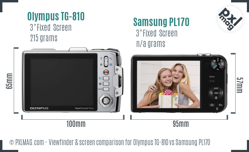 Olympus TG-810 vs Samsung PL170 Screen and Viewfinder comparison