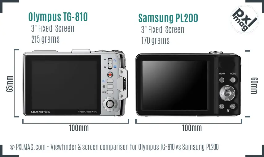 Olympus TG-810 vs Samsung PL200 Screen and Viewfinder comparison Olympus TG-810 vs Samsung PL200 Screen and Viewfinder comparison