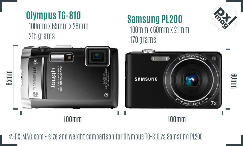 Olympus TG-810 vs Samsung PL200 size comparison Olympus TG-810 vs Samsung PL200 size comparison