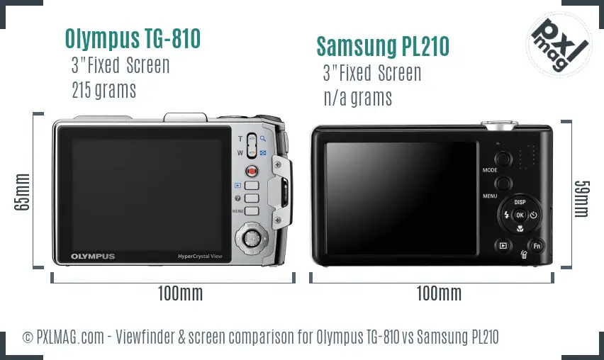Olympus TG-810 vs Samsung PL210 Screen and Viewfinder comparison