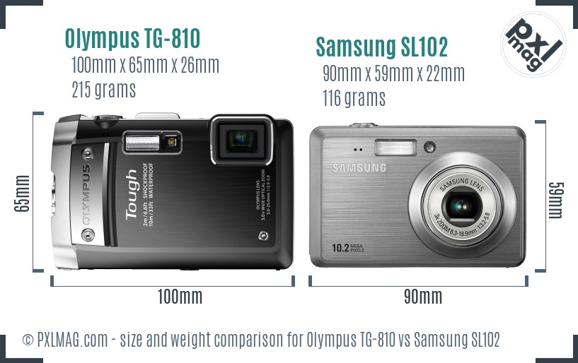Olympus TG-810 vs Samsung SL102 size comparison Olympus TG-810 vs Samsung SL102 size comparison
