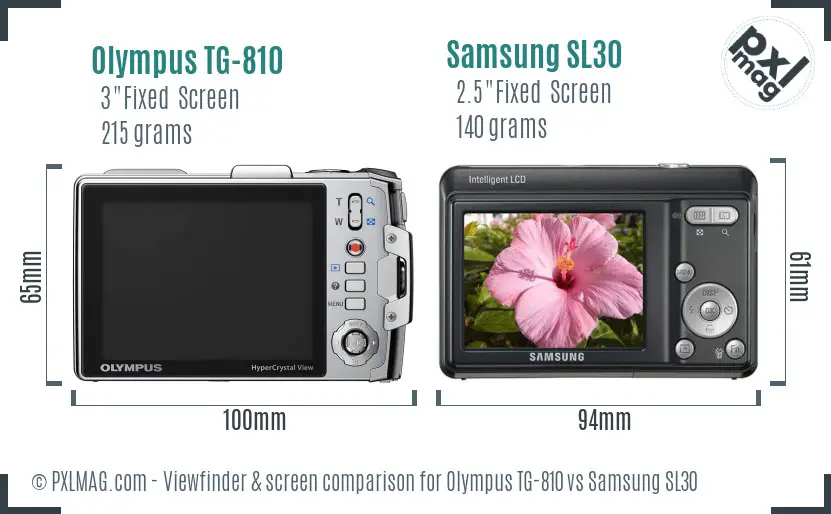 Olympus TG-810 vs Samsung SL30 Screen and Viewfinder comparison