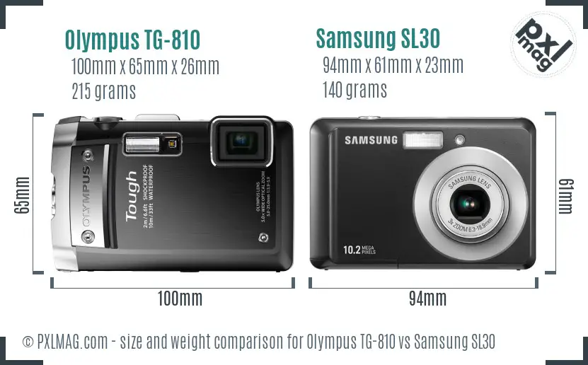 Olympus TG-810 vs Samsung SL30 size comparison