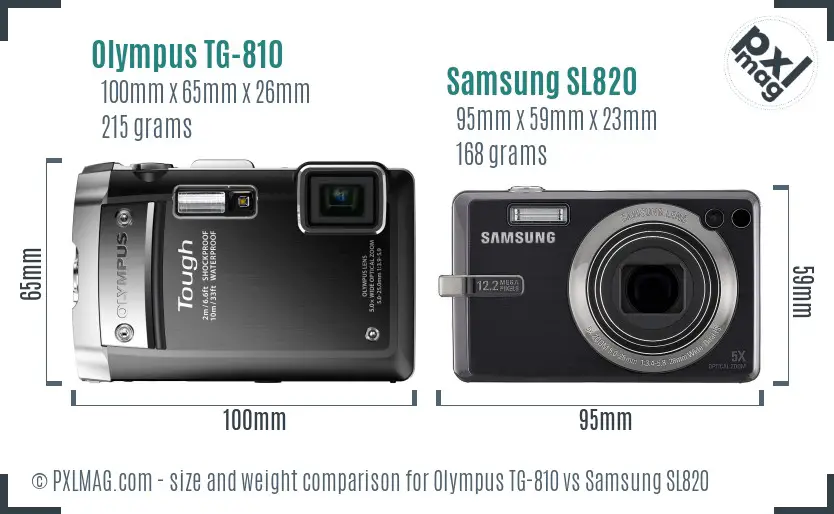 Olympus TG-810 vs Samsung SL820 size comparison