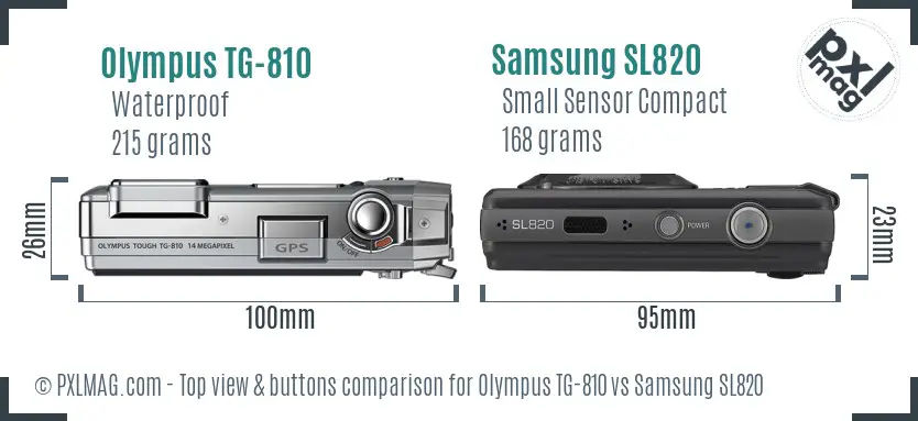 Olympus TG-810 vs Samsung SL820 top view buttons comparison