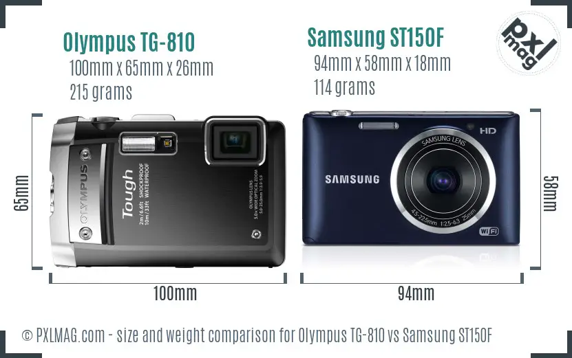 Olympus TG-810 vs Samsung ST150F size comparison