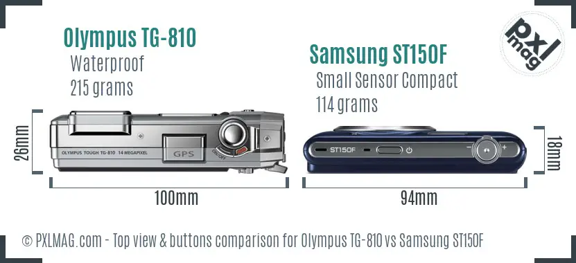 Olympus TG-810 vs Samsung ST150F top view buttons comparison